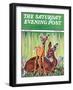 "Doe and Fawn in Forest," Saturday Evening Post Cover, June 1, 1940-Paul Bransom-Framed Giclee Print