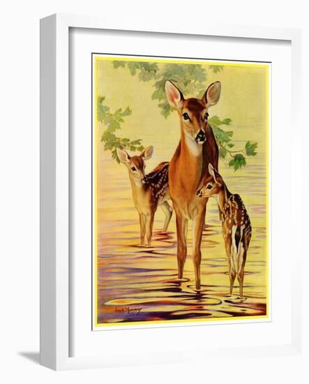 "Doe and Fawns,"April 29, 1933-Jack Murray-Framed Giclee Print