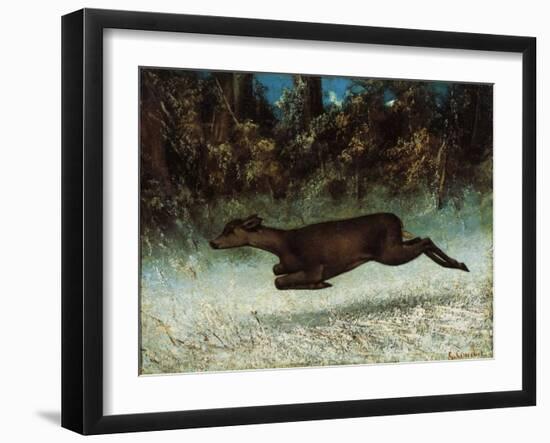 Doe Leaping, 19th Century-Gustave Courbet-Framed Giclee Print