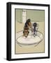 Dog and a Cat Drink Milk from a Large Bowl-Cecil Aldin-Framed Photographic Print