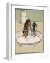 Dog and a Cat Drink Milk from a Large Bowl-Cecil Aldin-Framed Photographic Print