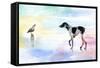 Dog and bird-Ata Alishahi-Framed Stretched Canvas