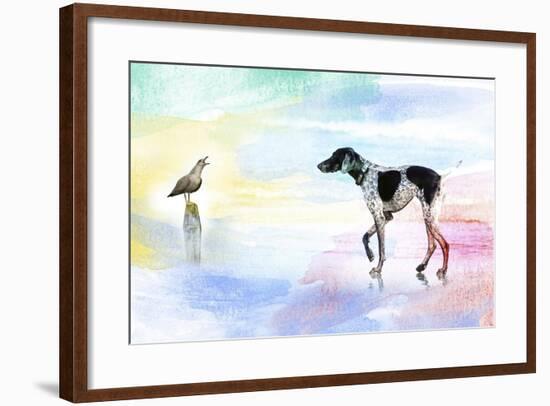 Dog and bird-Ata Alishahi-Framed Giclee Print