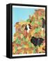 Dog And Cat Autumn-Stephen Huneck-Framed Stretched Canvas