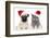 Dog And Cat In Red Christmas Hat-Jagodka-Framed Photographic Print