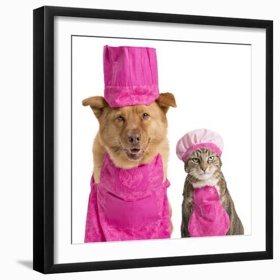 Dog and Cat Ready for Cooking-websubstance-Framed Photographic Print