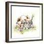 Dog and Cat with Butterfly-MAKIKO-Framed Giclee Print