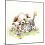 Dog and Cat with Butterfly-MAKIKO-Mounted Giclee Print