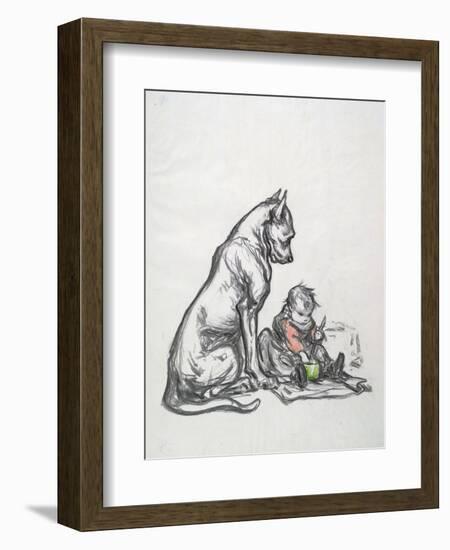 Dog and Child, Early 20th Century-Robert Noir-Framed Giclee Print