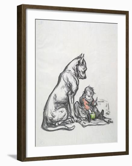 Dog and Child, Early 20th Century-Robert Noir-Framed Giclee Print