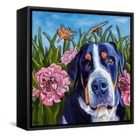 Dog and Dragonflies-Kathryn Wronski-Framed Stretched Canvas