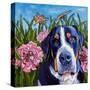 Dog and Dragonflies-Kathryn Wronski-Stretched Canvas