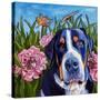 Dog and Dragonflies-Kathryn Wronski-Stretched Canvas