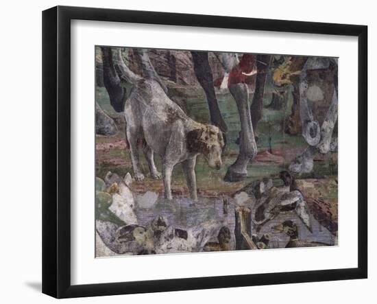 Dog and Ducks, Scene from Month of March-Francesco del Cossa-Framed Giclee Print