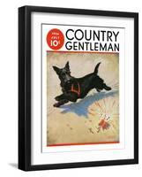 "Dog and Firecrackers," Country Gentleman Cover, July 1, 1936-Nelson Grofe-Framed Giclee Print