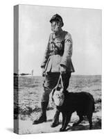 Dog and Handler Wearing Gas Masks at the Battle Front-null-Stretched Canvas