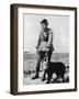 Dog and Handler Wearing Gas Masks at the Battle Front-null-Framed Photographic Print