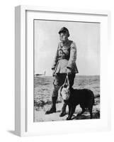 Dog and Handler Wearing Gas Masks at the Battle Front-null-Framed Photographic Print