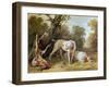 Dog and Hare-Jean-Baptiste Oudry-Framed Giclee Print