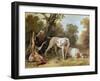 Dog and Hare-Jean-Baptiste Oudry-Framed Giclee Print