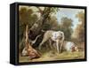 Dog and Hare-Jean-Baptiste Oudry-Framed Stretched Canvas