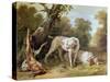 Dog and Hare-Jean-Baptiste Oudry-Stretched Canvas