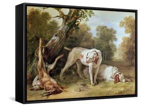 Dog and Hare-Jean-Baptiste Oudry-Framed Stretched Canvas