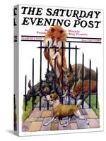 "Dog and His Bone," Saturday Evening Post Cover, March 5, 1927-Robert L. Dickey-Stretched Canvas
