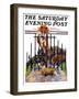 "Dog and His Bone," Saturday Evening Post Cover, March 5, 1927-Robert L. Dickey-Framed Giclee Print