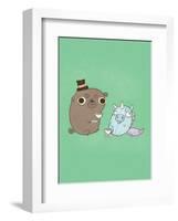 Dog and Unicorn - Hannah Stephey Cartoon Dog Print-Hannah Stephey-Framed Art Print