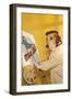 Dog at Easel, Retro-null-Framed Art Print