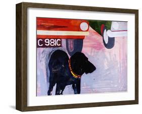 Dog at the Used Car Lot, Rex with Orange Car-Brenda Brin Booker-Framed Giclee Print