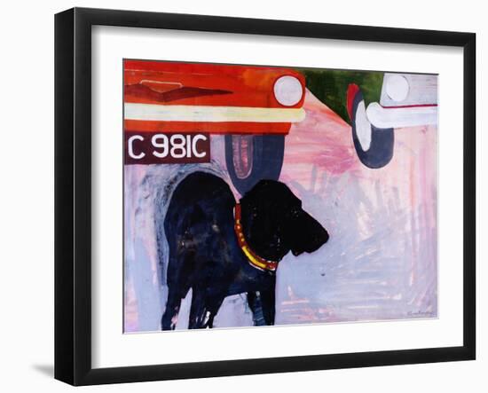 Dog at the Used Car Lot, Rex with Orange Car-Brenda Brin Booker-Framed Giclee Print