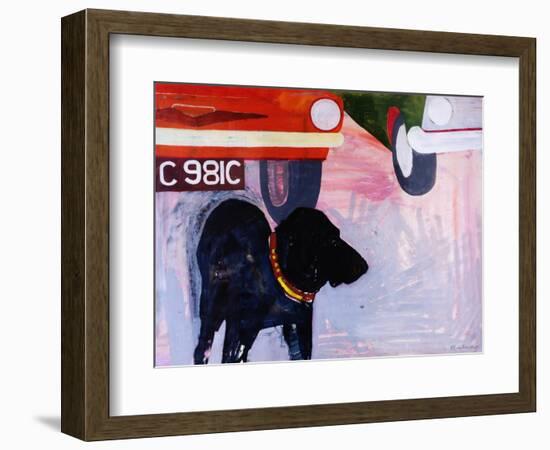 Dog at the Used Car Lot, Rex with Orange Car-Brenda Brin Booker-Framed Giclee Print