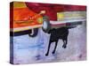 Dog at the Used Car Lot, Rex with Red Car-Brenda Brin Booker-Stretched Canvas