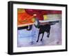 Dog at the Used Car Lot, Rex with Red Car-Brenda Brin Booker-Framed Giclee Print