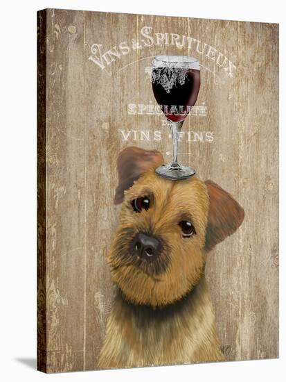 Dog Au Vin Border Terrier-Fab Funky-Stretched Canvas