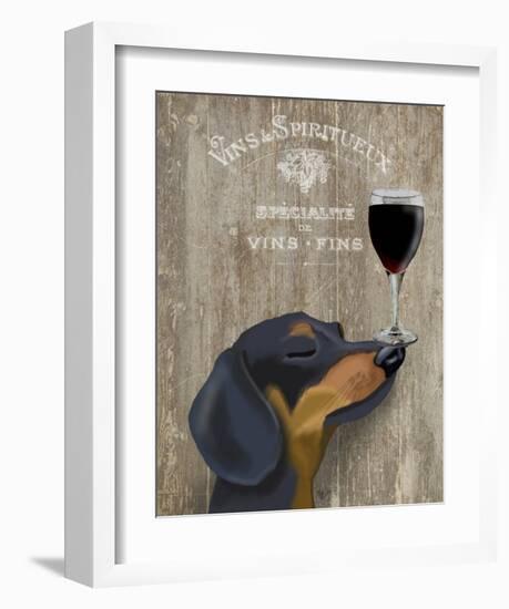 Dog Au Vin Dachshund-Fab Funky-Framed Art Print