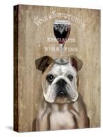 Dog Au Vin English Bulldog-Fab Funky-Stretched Canvas