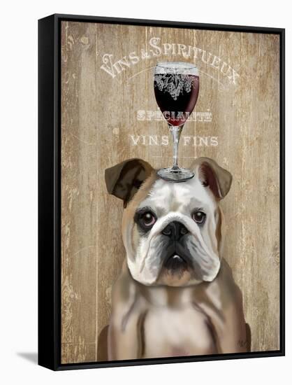 Dog Au Vin English Bulldog-Fab Funky-Framed Stretched Canvas