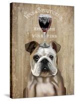 Dog Au Vin English Bulldog-Fab Funky-Stretched Canvas