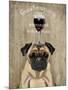 Dog Au Vin, Pug-Fab Funky-Mounted Art Print