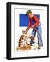 "Dog Bath,"January 13, 1934-J.F. Kernan-Framed Giclee Print