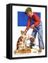 "Dog Bath,"January 13, 1934-J.F. Kernan-Framed Stretched Canvas