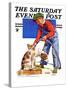 "Dog Bath," Saturday Evening Post Cover, January 13, 1934-J^F^ Kernan-Stretched Canvas