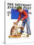 "Dog Bath," Saturday Evening Post Cover, January 13, 1934-J^F^ Kernan-Stretched Canvas