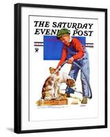 "Dog Bath," Saturday Evening Post Cover, January 13, 1934-J^F^ Kernan-Framed Giclee Print