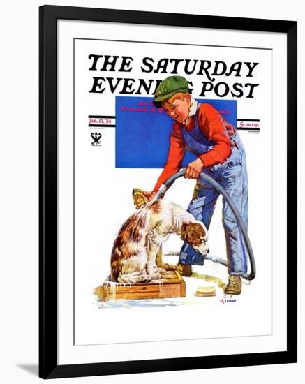 "Dog Bath," Saturday Evening Post Cover, January 13, 1934-J^F^ Kernan-Framed Giclee Print