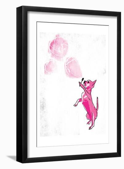 Dog Blowing Bubbles-OnRei-Framed Art Print