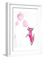 Dog Blowing Bubbles-OnRei-Framed Art Print